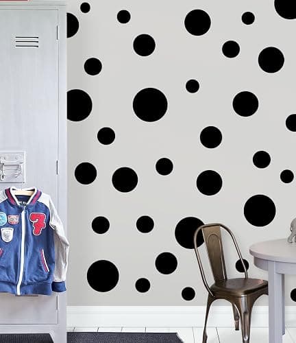 Black Polka Dot Wall Decals, Girls Room Wall Decor Stickers, Wall Dots, Vinyl Circle Peel & Stick DIY Bedroom, Playroom, Kids Room, Baby Nursery Toddler to Teen Bedroom Decoration (Black) - Image 1