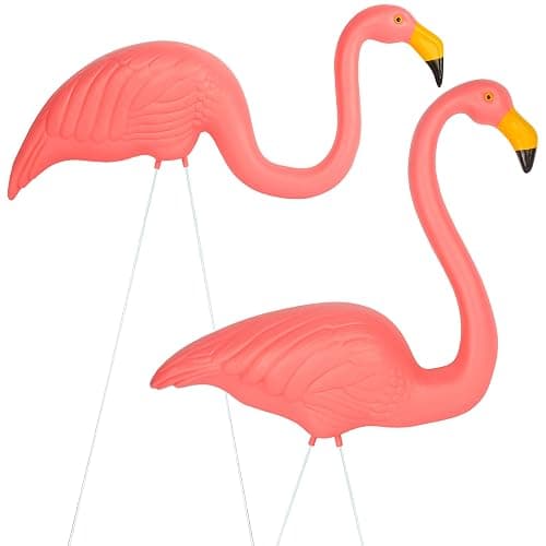Galashield Pink Flamingo Yard Decorations Pack of 2 Flamingo Decor Ornaments for Outdoor Lawn and Garden - Image 1