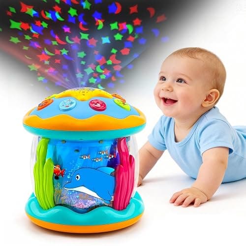 Tsomtto Baby Toys Ocean Projector Rotating Musical Learning Toys | Light Up Tummy Time Toys for Infants Baby Aquarium Crawling Walking Toys Newborn Must Have Boy Girl Birthday Shower Gifts - Image 1