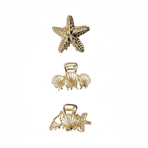 3 Styles Starfish Seashell Gold Metal Hair Clips Beach Party Fashion Hair Accessories for Women - Image 1