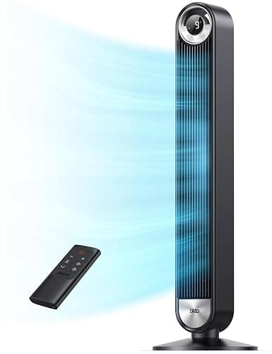 DREO Tower Fan for Bedroom, Upgraded DC 9 Speeds 20dB Ultra-Quiet Floor Fan, 90° Oscillating Fans with 28ft/s Velocity, 12H Timer, Standing Fan, Bladeless Fan Powerful for Home, Black - Image 1