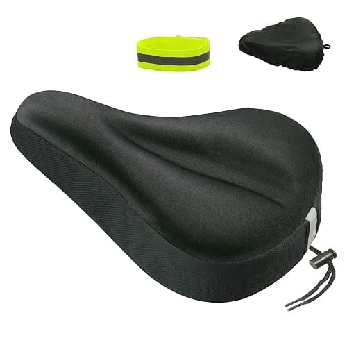 Geronmine Gel Bike Seat Cover Padded Bicycle Saddle Covers for Women & Men, Most Comfortable Exercise Bike Seat Cushion Cover, Soft for Spin Indoor Outdoor Cycling Class Mountain Stationary Bikes - Image 1