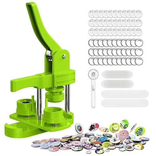 Aiment 32mm Button Maker Kit – 1.25 Inch Button Maker Pin Badge Press Machine with 100PCS Button Parts & Circle Cutter & Cutting Mat, Perfect for DIY Crafts & Personalized Gifts - Image 1