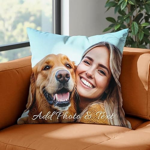 Ueedklaayy Custom Pillow with Picture & Text - Include Insert, Personalized Photo Pillow Double-Sided Printing | 5 Sizes & 10 Colors Optional, Custom Pet Memorial Gifts | Keepsake Gifts for Loved One - Image 1