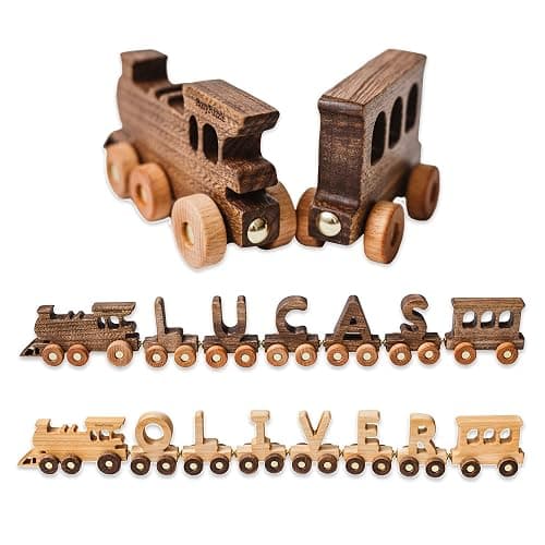 Personalized Wooden Name Alphabet Train with Name Letters Educational Toys Unique 1st Birthady Gift Easter Present - Image 1