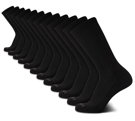 AND1 Men's Crew Socks - 12 Pack Performance Cushion Comfort Crew Socks - Breathable Athletic Socks for Men (6-12.5) - 6-12.5 - Black - Image 1