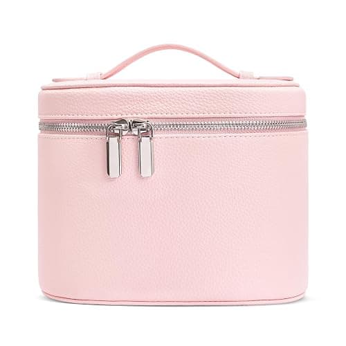 idoltimes Cosmetic Case, Leather Makeup Bag, Portable Handheld Makeup Case, Detachable Compartments - Image 1