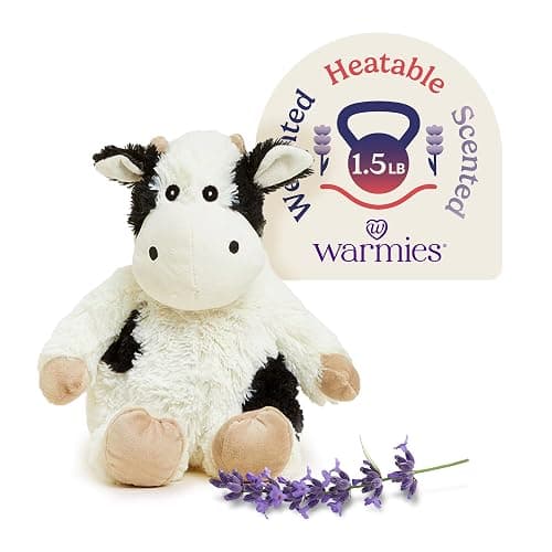warmies Microwavable & Weighted Stuffed Animals, Black & White Cow - Heated Stuffed Animal Plushie for Warmth & Comfort - Cute Soft Plush Toys for Boys, Girls, Babies & Toddlers - Image 1
