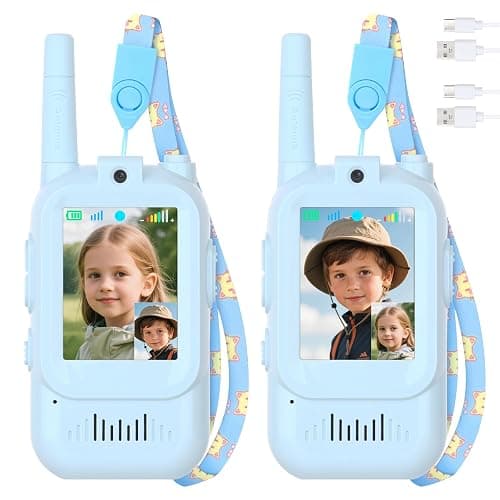 Mafiti Toys for 3 4 5 6 7 8 Year Old Boys Girls Mini Video Walkie Talkies for Kids 2 Pack Rechargeable 1000 Feet Range Birthday Indoor Outdoor (Blue+Blue) - Image 1