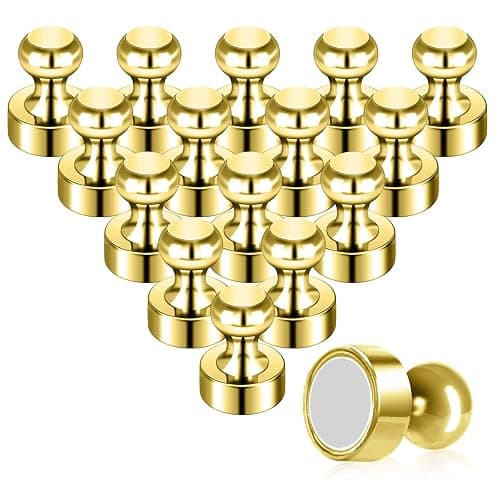 Pack of 16 Gold Magnets for Whiteboard Adult Refrigerator Magnets Push Pin Magnets Small Cute Fridge Magnet for Classroom Office Hobbies Science - Gold - Pack of 16 - Image 1