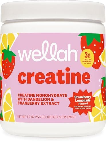 Wellah Creatine for Women (50 Servings, Strawberry Lemonade) - Creatine Monohydrate with Dandelion & Cranberry Extract - Image 1