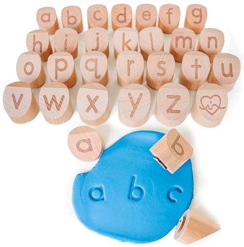 Alphabet Playdough Stamps for Kids - Lowercase Letter Stamp Set - ABC Toddler Clay Dough Stampers - Image 1