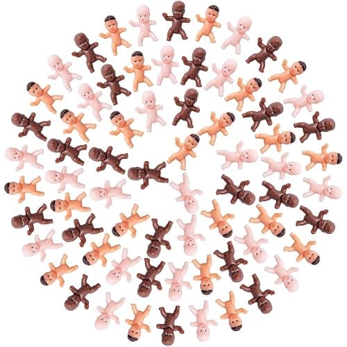 180 Pieces Mini Plastic Babies 1 Inch Baby Doll for Baby Shower Party Favors, Ice Cube Game, Party Decorations, Baby Bathing and Crafting - 60 Black,60 Latin,60 White - Image 1
