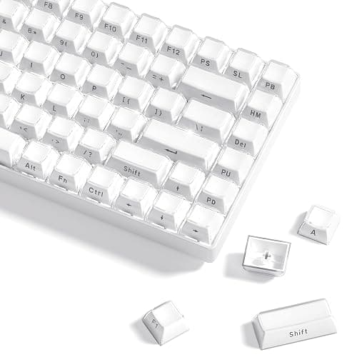 Womier Keycaps - Jelly Keycaps White 60 65 75 100 Percent, Side Printed Elegant Crystal Key caps, Custom 113 Keys OEM Profile for 61/68/84/87/98/100 Cherry Gateron MX Mechanical, White - Image 1
