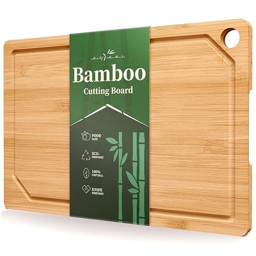 Kitsure Bamboo Cutting Board - Multi-Sizes Wooden Cutting Boards for Kitchen, Convenient Kitchen Essentials with Deep Juice Grooves, Cutting Board for Chopping & Serving, Large, Natural - Image 1
