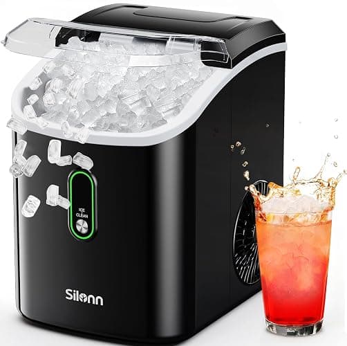 Silonn Nugget Ice Maker Countertop, Pellet Ice Machine with Self-Cleaning Function, Sonic Ice Maker Produces 33lbs of Chewable Ice in 24 Hours, Ideal for Home Kitchen and Office (Black) - Image 1