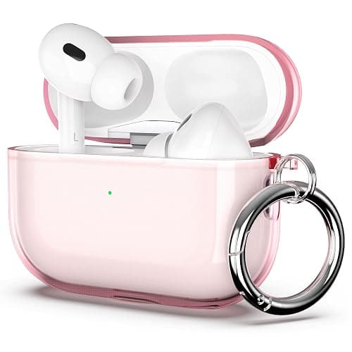 ULAK Compatible with Airpods Pro & AirPods Pro 2 Case, Design Soft TPU Airpod Pro 1st/2nd Generation Case 2022/2019 with Ring Keychain Shockproof Protecitve Cover, Light Pink - Image 1
