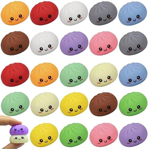 24PCS Dumpling Squishy Pack, 12 Colors 2 Each – Taba Squishies Kawaii Squishy Fidget Toys for Kids, Cute Squishy Dumpling Stress Relief Party Favors Birthday Gifts - Image 1