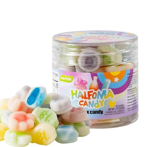 Halfoma Wax Bottle Chewable Candy, with Various Fruit-flavored Syrups in the Middle, Canned, 50g, 25candies - Image 1
