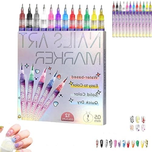 12 Colors Nail Art Pens Set, 3D Nail Art Markers for Gel Nails, Acrylic Paint Pens for Nail Drawing, Painting, Dotting, Liner Design, DIY Manicure Decoration Tools (1pcs) - Image 1