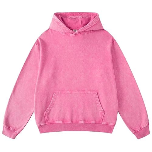 FAIABLE Mens Womens Acid Wash Hoodie Unisex Oversized Vintage Hoodie Heavyweight Terry Hoodies Sweatshirts for Women Men 2025 - Pink - Medium - Image 1