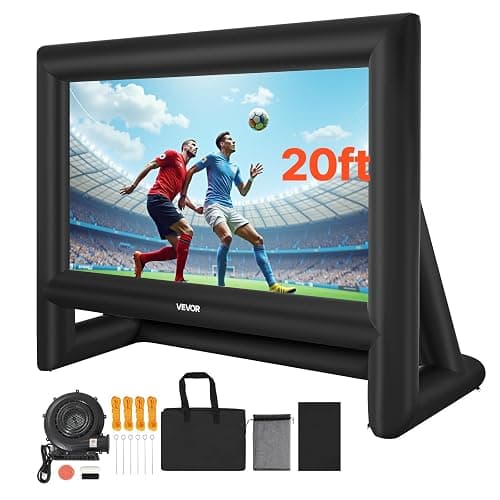 VEVOR Écran de Projection Gonflable Diagonale de 610 cm, Format 16:9, 600D, Lavable, avec Sac de Rangement Portable, Installation Facile, pour Extérieur, Cinéma Maison, Soirée à Thème, Piscine - Image 1