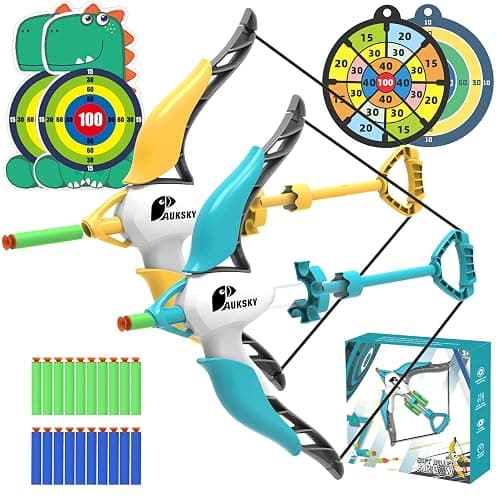 AUKSKY 2 Pack Bow and Arrow for Kids Toys - Archery Set with 20 Suction Cup Arrows & 4 Targets,Outdoor Toys Archery Set for Kids Boys & Girls Ages 3-12 Years Old - Image 1