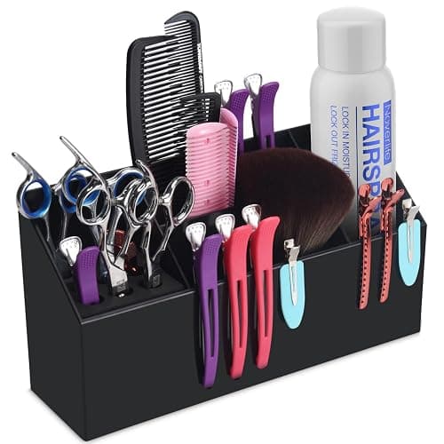Noverlife Hair Scissors Large Storage Box, Shear Holder for Hair Salon, Scissor Holder, Hairdressing Combs Clips Scissors Professional Hairdressing Combs, Clips, Brushes Storage Racks Tool Box - Black - Image 1