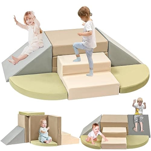 6-Piece Toddler Climbing Toys Indoor, Foam Climbing Toys for Toddlers, Soft Play Baby Climbing Blocks for Crawling and Sliding, Safe Climbing Play Set Indoor Gym Equipment for Toddler1-3, Infant, Baby - Image 1