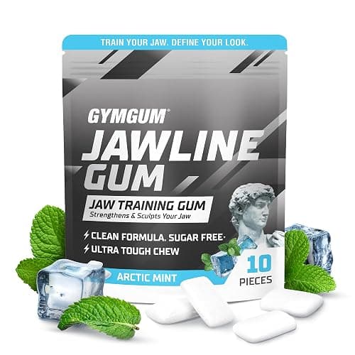 GYMGUM Jawline Gum Ultra Hard Chewing Gum | No Calories, No Sugar, No Artificial Sweeteners | Keto Friendly Mewing Gum for Jawline Training & Exerciser (10 Count (Pack of 1), Arctic Mint) - Image 1