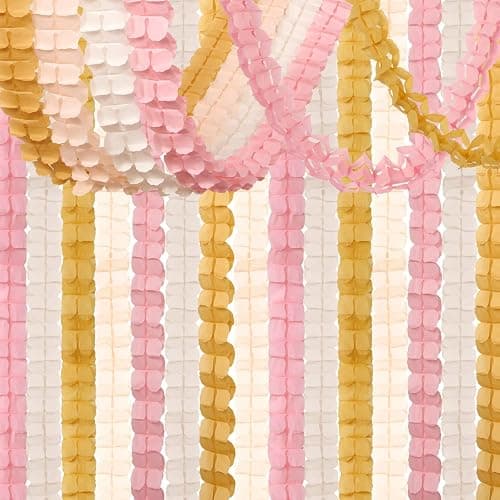 Pink-Peach Gold Party-Decorations Streamers-Garland - 12pcs 4-Leaf Clover Paper Streamer,Bridal Shower Girls Baby Shower Birthday Engagement Wedding Bachelorette Brunch Banners Decor Ouruola - Image 1