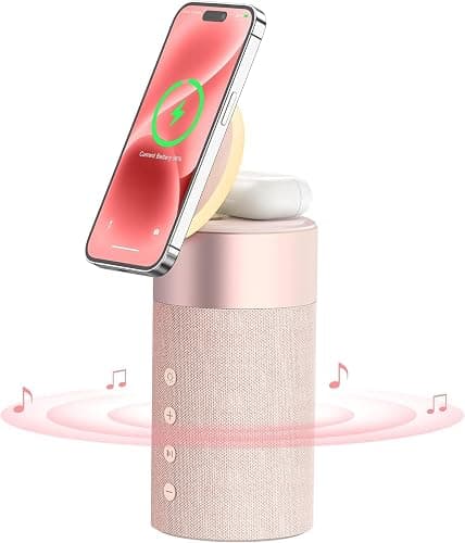 COLSUR Bluetooth Speaker, Wireless Charger, Bluetooth Speakers with Night Light, 2 in 1 Wireless Charging Station for ihone16/15/14/13/12 Series, for Air-Pods Pro/3/2(Gift Ideal) - Image 1