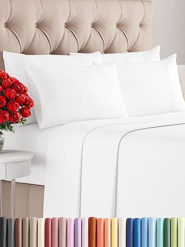 King 6 Piece Sheet Set - Comfy Breathable & Cooling - Ultra Soft Hotel Luxury Bedding Set with 8-16 Inch Deep Pockets - 1 Flat & 1 Fitted Sheet & 4 Pillowcases - Cozy, Wrinkle Free & Easy Care - White - Image 1