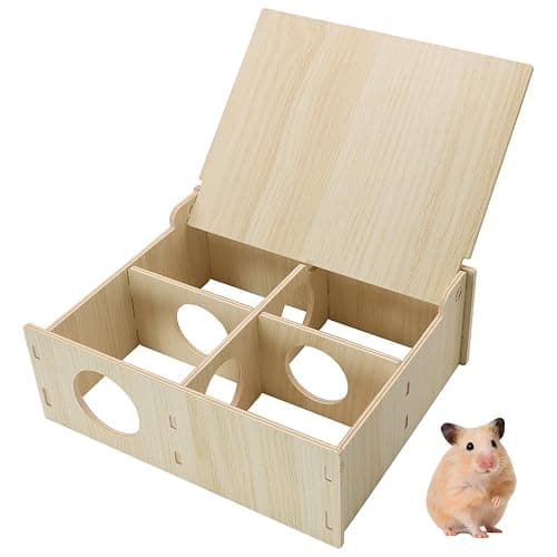 Yasdyri Hamster and Mouse Wooden Tunnel Cage Secret Peep Shed Chamber Hideout & Tunnel Exploring Toys - Image 1
