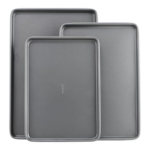 GoodCook Everyday Nonstick Baking Sheet Set, 3 Pack Includes Small (13×9) Medium (15×1) and Large (17×11) Pans Carbon Steel Construction Cookie Sheets Bakeware Set, Gray - Image 1