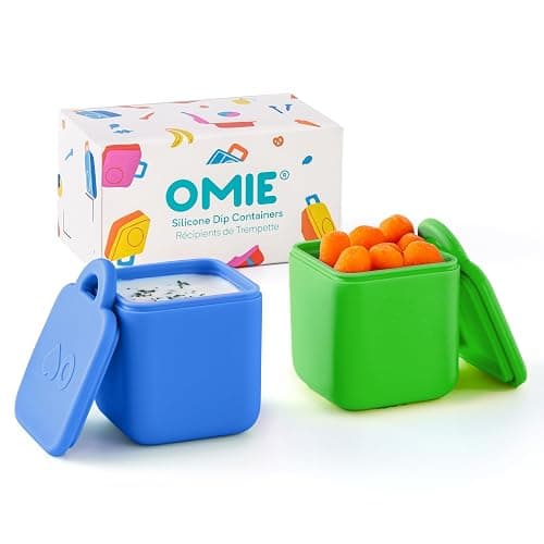 OmieBox (2 pack) Leakproof Dips Containers To Go, Salad Dressing Container, Condiment Container with Lids - Food Safe Silicone - 4 ounces (Sea Blue/Green) - Image 1