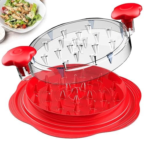 SURETIVIAN Chicken Shredder Large Chicken Breast Shredder Tool Twist with Brush&Fork, Visible Meat Shredder Machine, Anti-Slip Strip, Ergonomic Handle, BPA Free, Suitable for Pork Beef Chicken(Red) - Image 1
