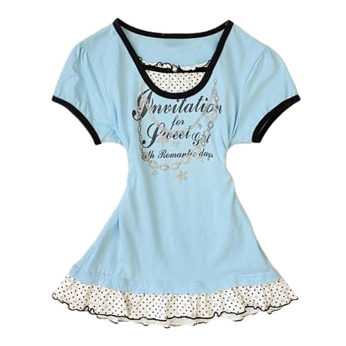 Cutecore Harajuku Y2k Baby Tee Cute Kawaii Emo Grunge Shirt Women Vintage Graphic Tees Short Sleeve Alt Tops 2000s - Image 1