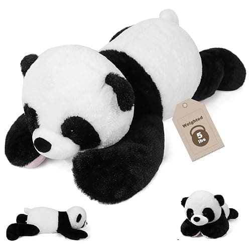 5 lbs, 27 inches Panda Weighted Stuffed Animals, Cuddly Weighted Panda Plush Pillow Giant Plush Ideal Gift for Adults & Kids - Image 1