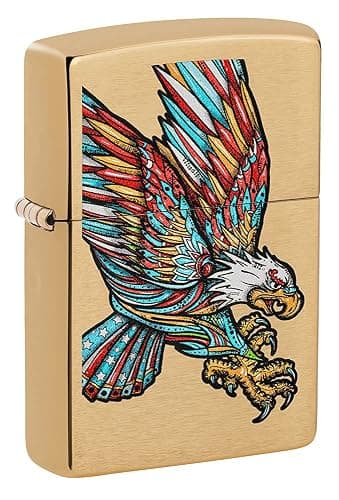 Zippo Eagles Dare Pocket Lighter - Refillable Flip-Top Windproof Lighters - Fierce Soaring Eagle Patriotic Design Pocket Lighters - Luxury Metal Lighter Made in USA - Image 1