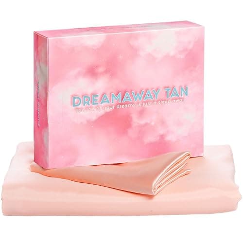 Dreamaway Self Tan Sleep Sack Silky Satin Travel Sheet with Sewn-in Pillow Holder, 2 Easy Access Zippers and Bonus Pillow Case Spray Tanning Lotion Stain Protection - Image 1