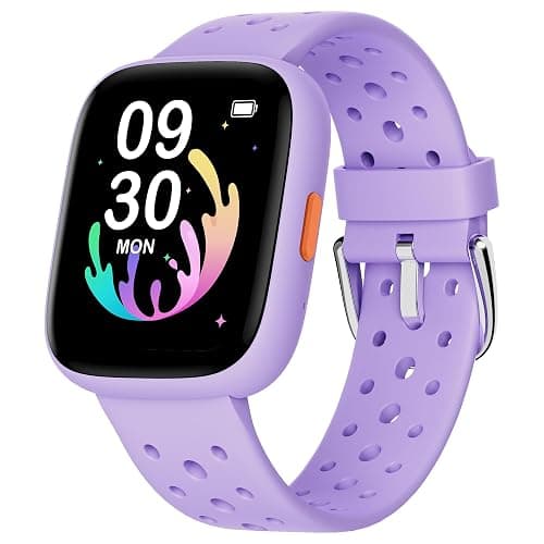 BIGGERFIVE Smart Watch for Kids No APP No Phone Needed, 1.8" Fitness Tracker Watch Pedometer, Heart Rate, Sleep Monitor, IP68 Waterproof, Step Counter, Puzzle Games for Girls Teens 5-16, Lilac - Image 1