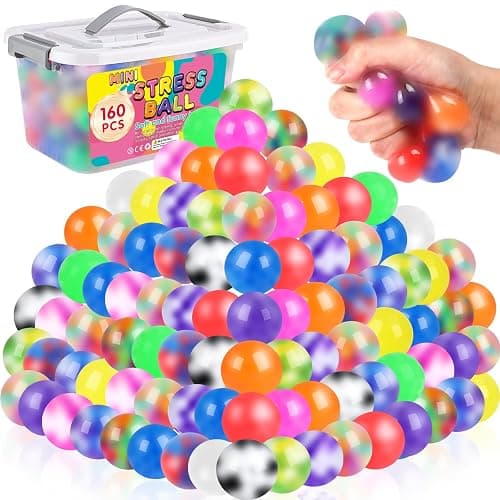 BESNEL 160 Pack Stress Balls for Adults, Bulk Squishy Ball, Stress Balls Set, Anti-Anxiety Easter Stress Relief Fidget Balls - Image 1