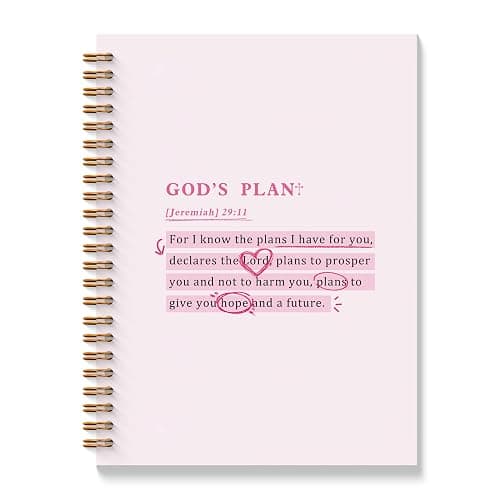 BAYOGITA Pink Christian Spiral Notebooks, Jeremiah 29:11 Bible Journaling Notebook, Religious Prayer Journal for Woman, Church Notes Notebook, Christian Gifts for Women, 5.5x8.3 Inches - Image 1
