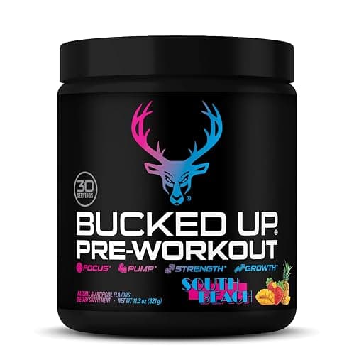 Bucked Up Pre Workout 6 Grams Citrulline, 2 Grams Beta Alanine, and 3 Other Registered trademarked Ingredients (South Beach) - Image 1