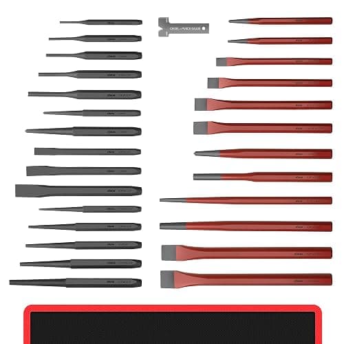 AMM 28 PCS Heavy Duty Punch and Chisel Set, Including Taper Punch, Cold Chisels, Pin Punch and Center Punch, Cr-V, Ideal for Working with Wood, Metal, Automotive, Sculpture, etc - Image 1