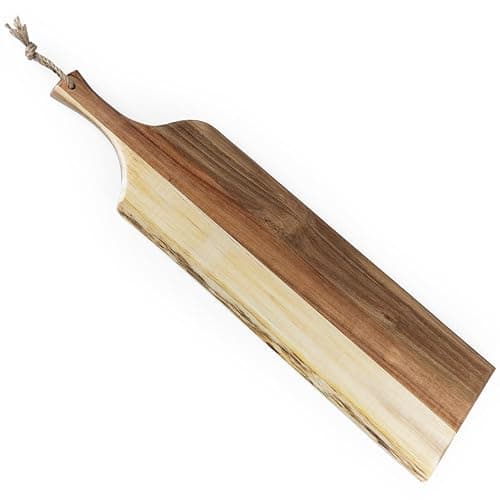 PICNIC TIME Artisan 30" Acacia Charcuterie Board with Raw Wood Edge, Wooden Cutting Board with Handle, All-Purpose Serving Platter, Decorative and Reversible Serving Plank (Acacia Wood) - Image 1
