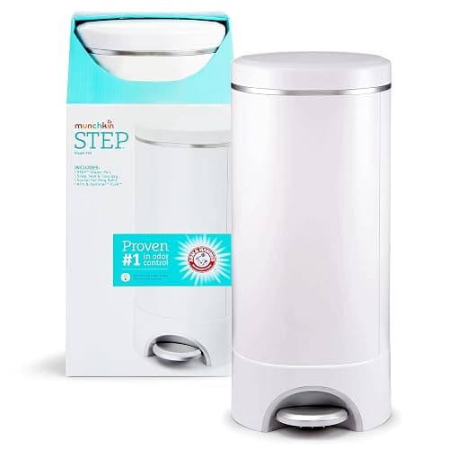 Munchkin® STEP™ Diaper Pail Powered by Arm & Hammer, #1 in Odor Control, Award-Winning, Includes 1 Snap, Seal & Toss™ Bag, 1 Starter Refill Ring, and 1 PUCK™ Baking Soda Cartridge - Diaper Pail - Image 1