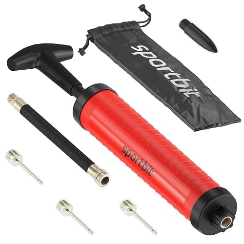 SPORTBIT Ball Pump for Sports Balls - Push & Pull Inflating System - Hand Pump for All Exercise Balls - Volleyball Pump, Basketball Inflator, Football & Soccer Ball Air Pump - Goes with 5 Needles Set - Image 1