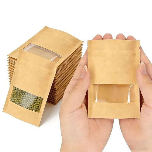 Volokitx 160 Pack 2.8×3.5 in Resealable Seed Envelopes with Clear Window | Small Brown Kraft Paper Envelopes for Seed Saving & Home Garden - Image 1